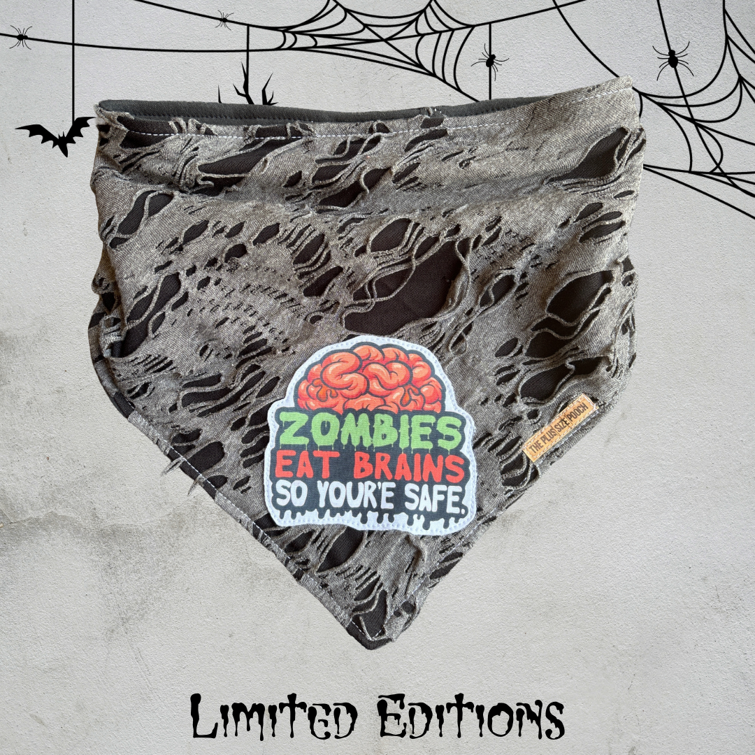Zombies eat brains - Halloween Bandana - READY TO SHIP