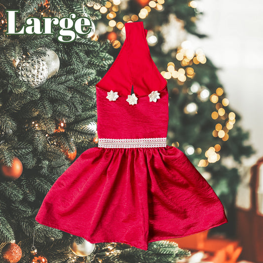 Mrs.Claus -  LARGE - Satin Dog Dress