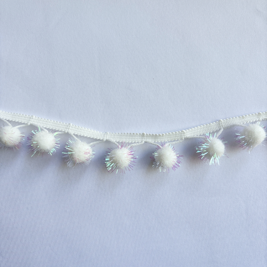 1.5” White Fireworks Pom Poms