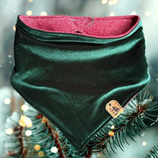 Evergreen Velvet - Christmas Collection - Reversible Dog Bandana