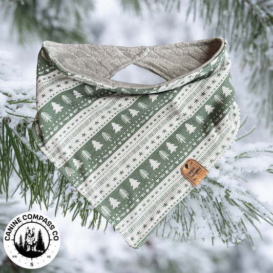 Winter Pines - Canine Compass Co - Reversible Dog Bandana