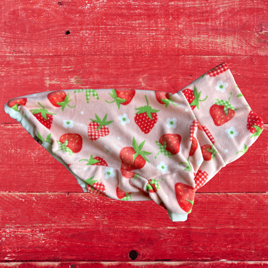 Strawberry Pie - XL - Fleece Dog Sweatshirt w/ high neck