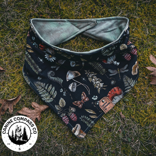 Fern and Fungi - Reversible Dog Bandana - Canine Compass Co.