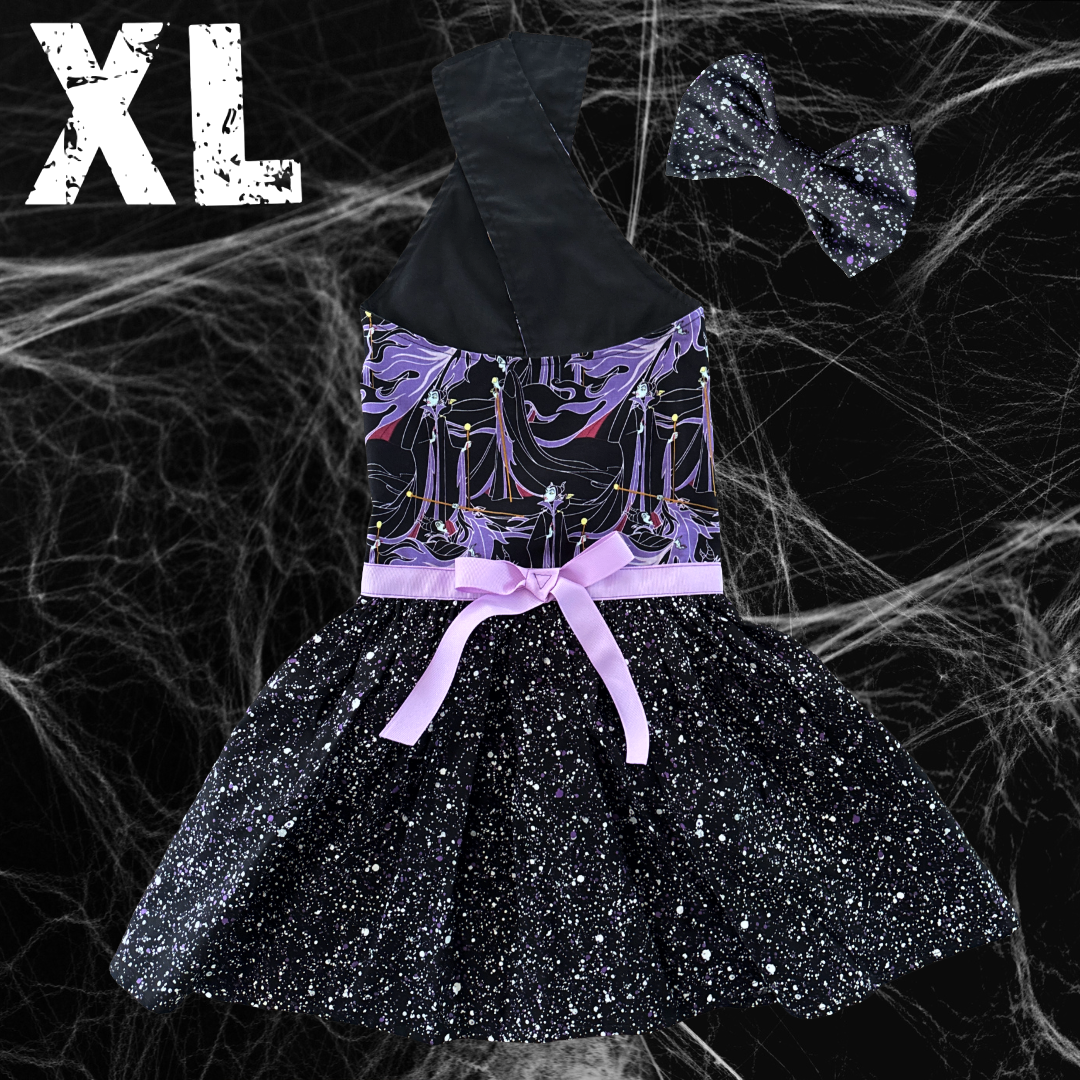 Maleficent - w/ Matching Head Bow - Dog Dress - XL