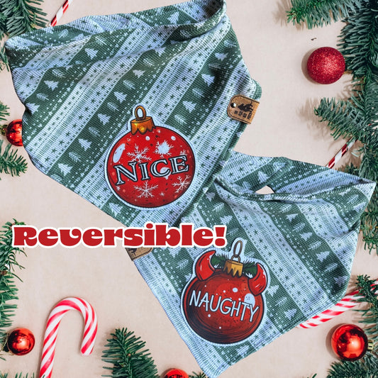 Naughty or Nice - Christmas Collection - Reversible Dog Bandana