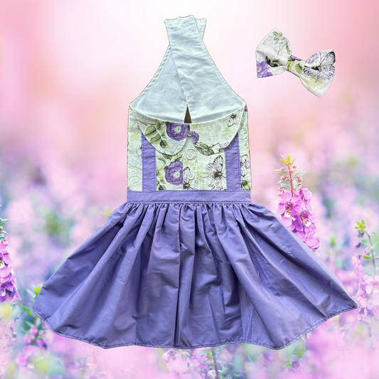 Butterfly Garden - Dog Dress with matching head bow