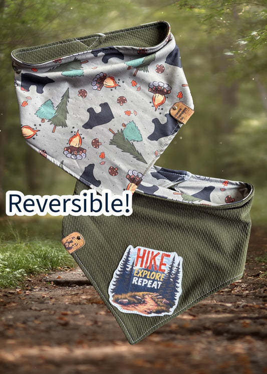 Hike, explore, repeat - Canine Compass Co - Reversible Dog Bandana