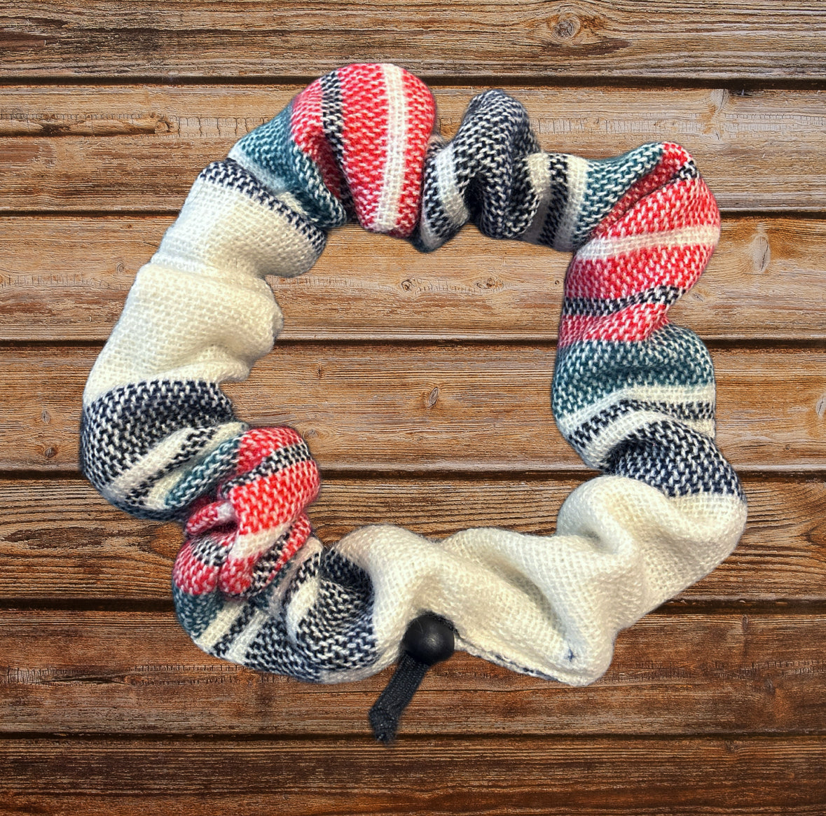 Vintage Christmas Stripe Dog Neck Scrunchie