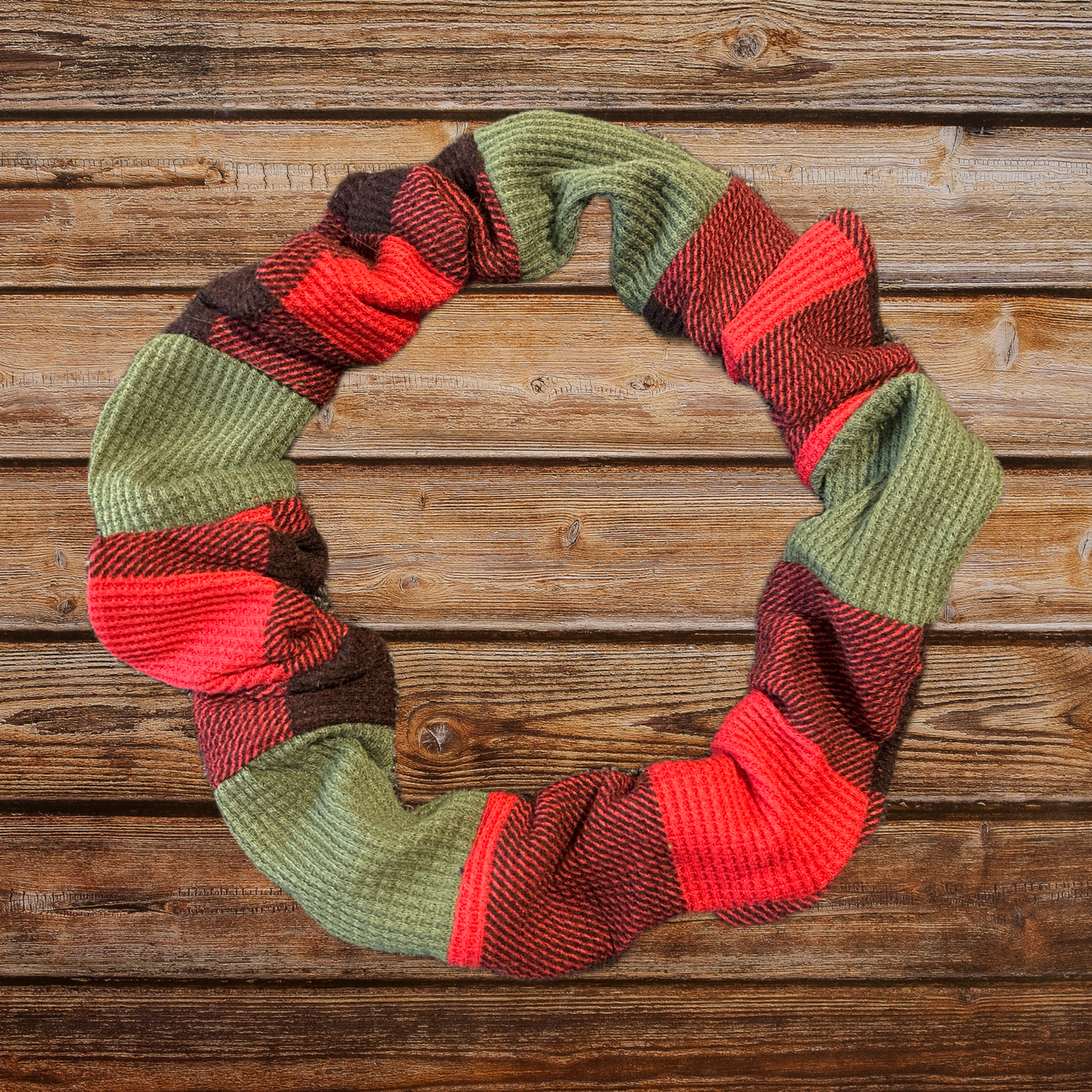 Plaid and Green Dog Neck Scrunchie