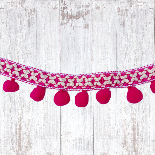 1” Hot Pink Boho Pom Poms