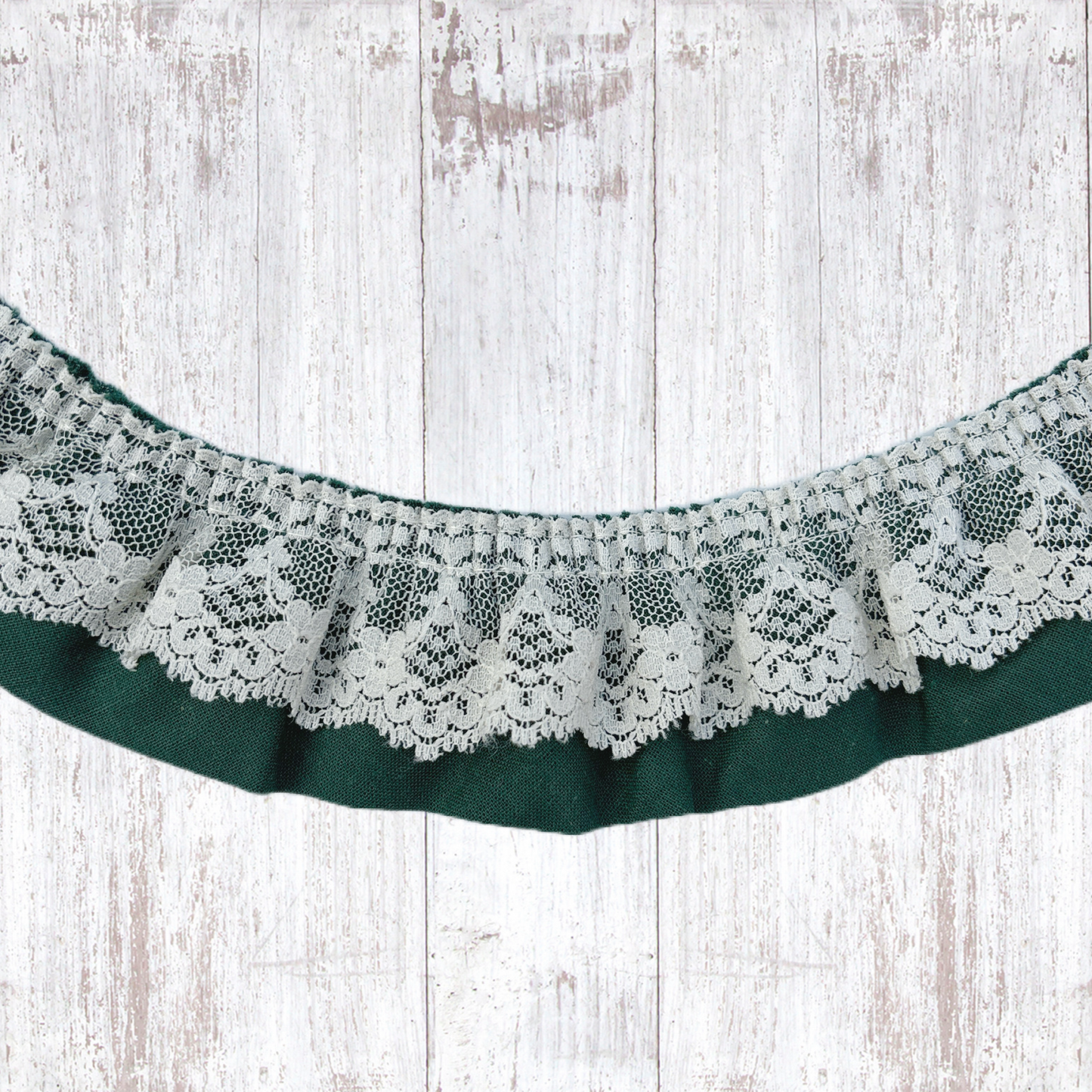 2” Emerald Green and Lace Ruffle