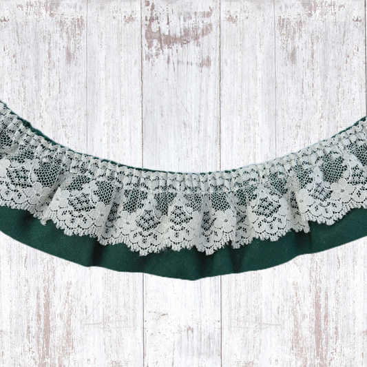 2” Emerald Green and Lace Ruffle