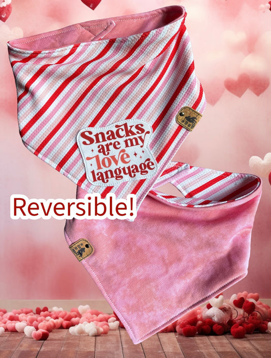 Snacks are my love language - Reversible Dog Bandana