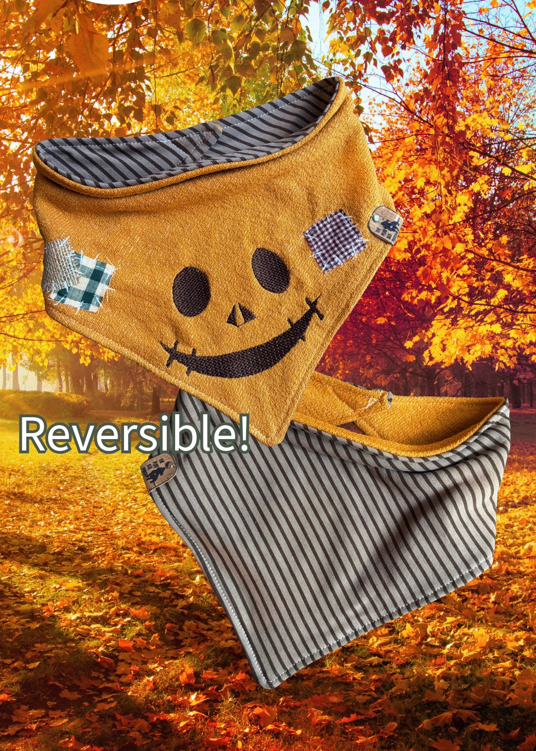 Patch the Pumpkin - Embroidered - Reversible Dog Bandana - LIMITED EDITION