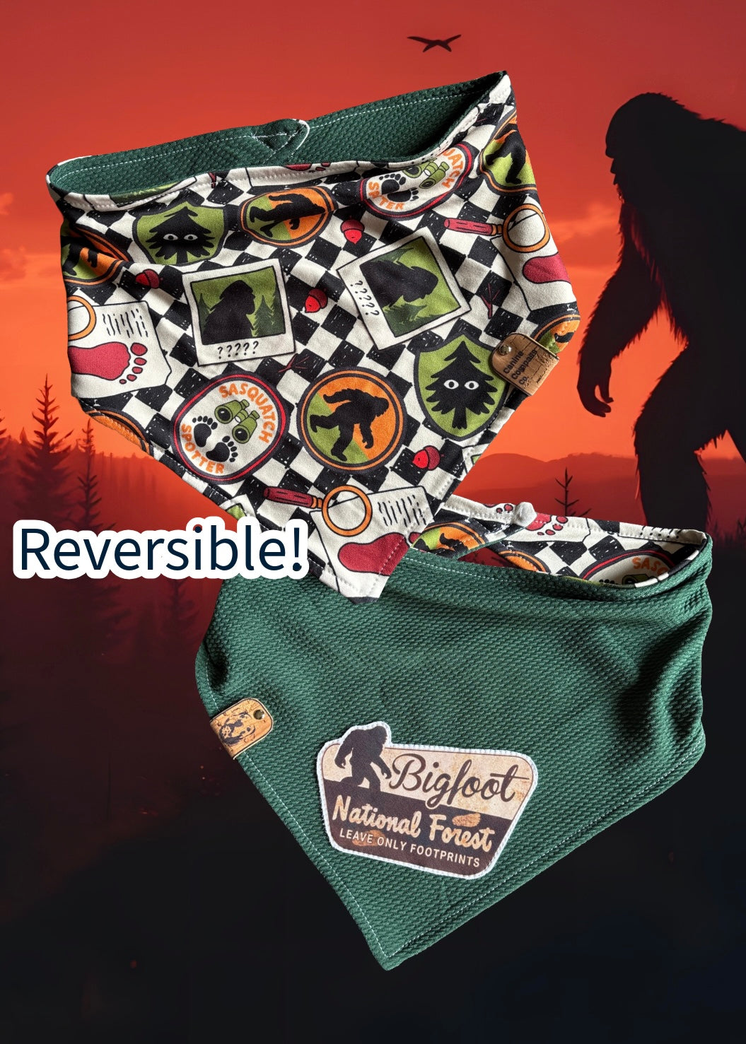 Sasquatch Spotter - Canine Compass Co - Reversible Dog Bandana