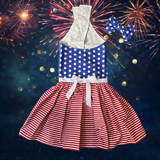 American Doggo -  Dog Dress with head bow