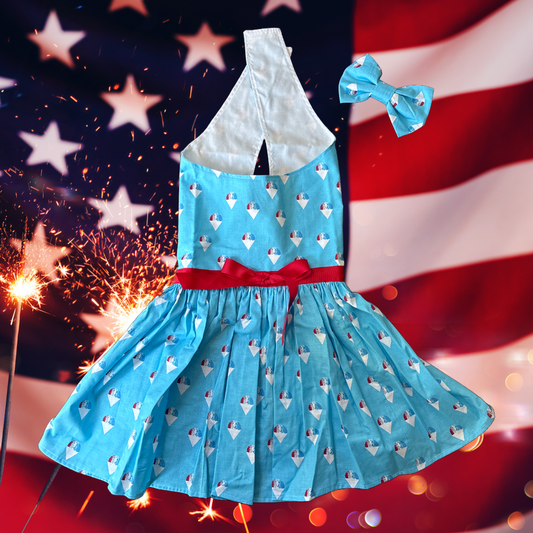 Snowcone Cutie -  Dog Dress with head bow
