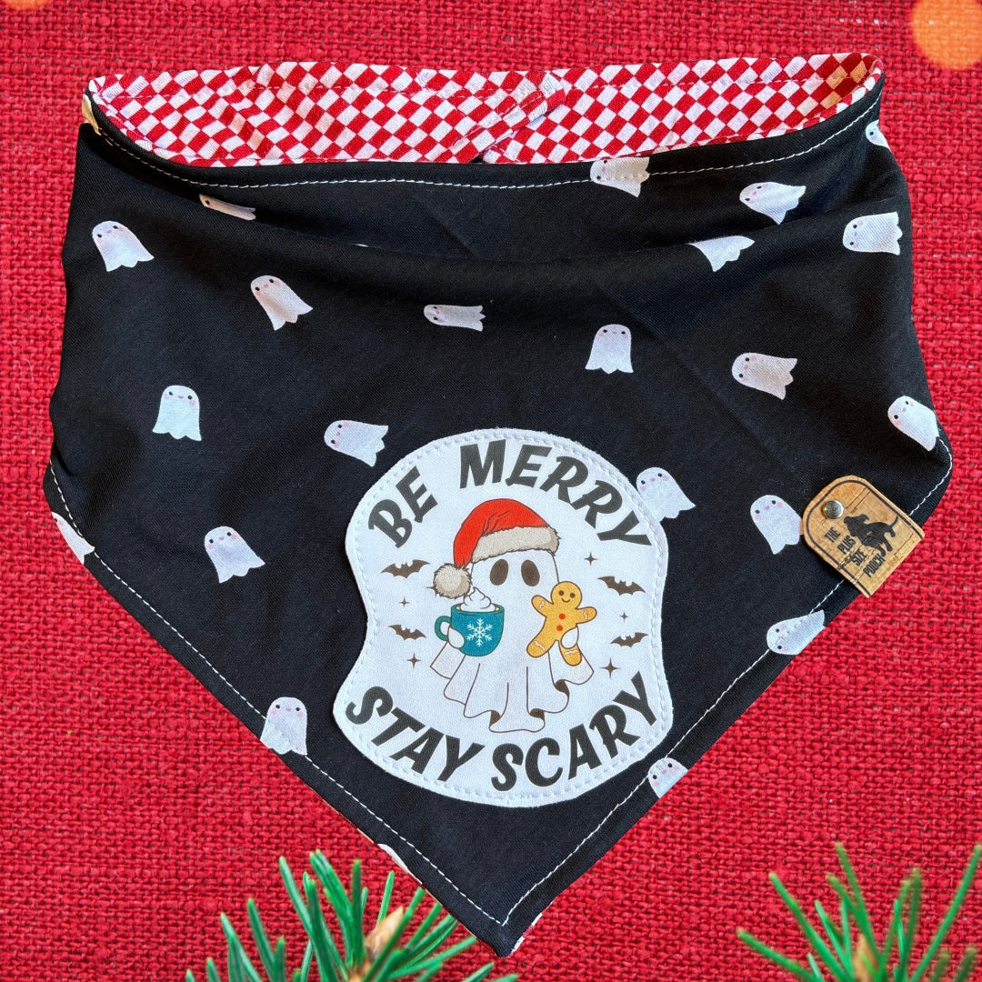 Be Merry Stay Scary - Christmas Collection - Reversible Dog Bandana