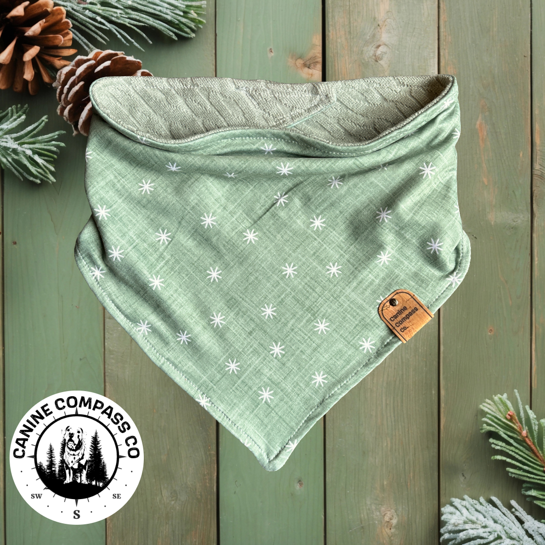 Sage Snow - Reversible Dog Bandana - Canine Compass Co
