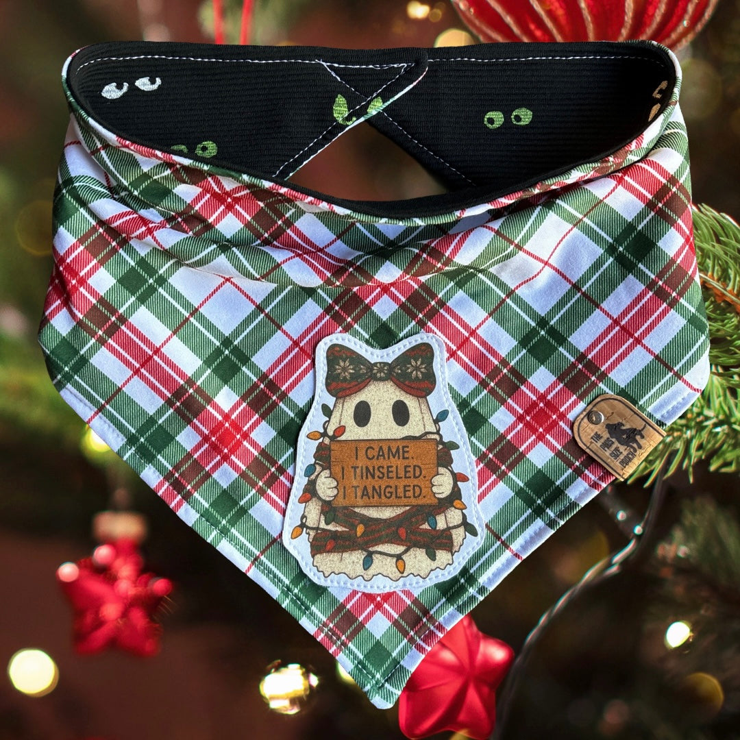 I came tinseled I tangled - Christmas Collection - Reversible Dog Bandana