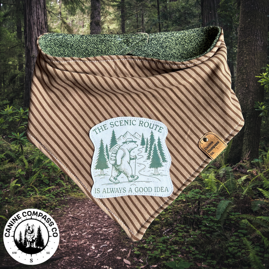 The scenic route is always a good idea - Canine Compass Co - Reversible Dog Bandana
