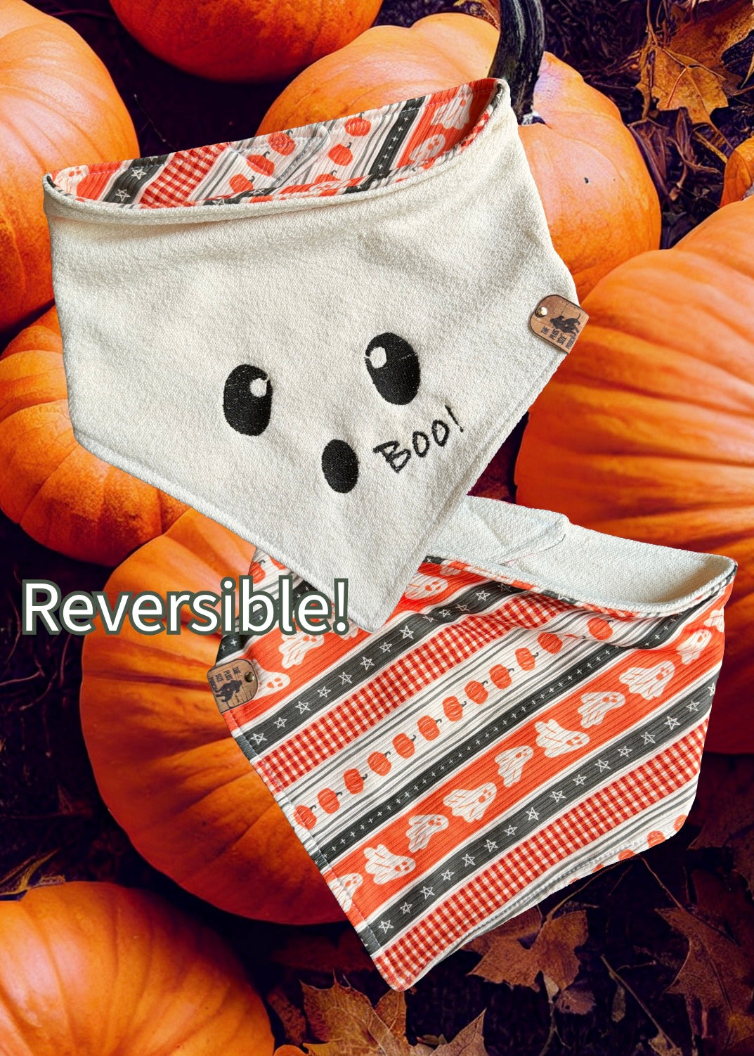 Buddy the Boo - Embroidered - Reversible Dog Bandana