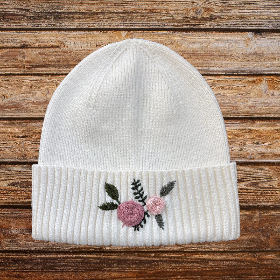 Roses - Hand Embroidered Human Hat