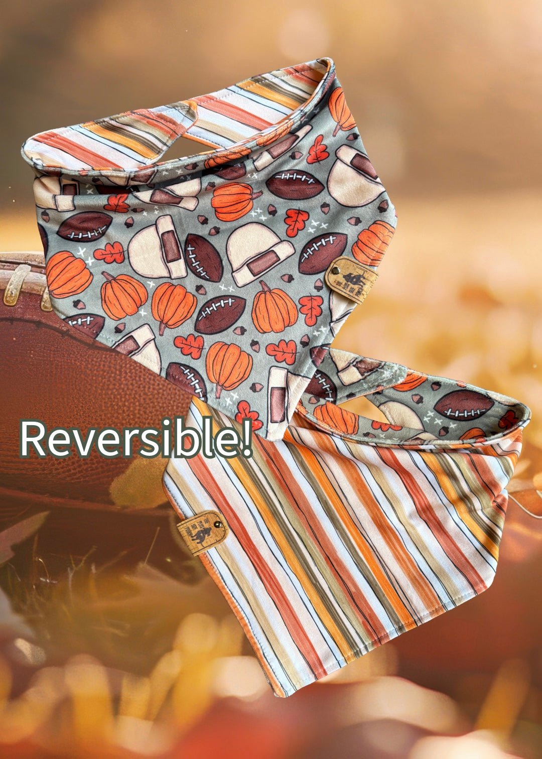 Chilly Fall Football - Reversible Dog Bandana - LIMITED SIZES
