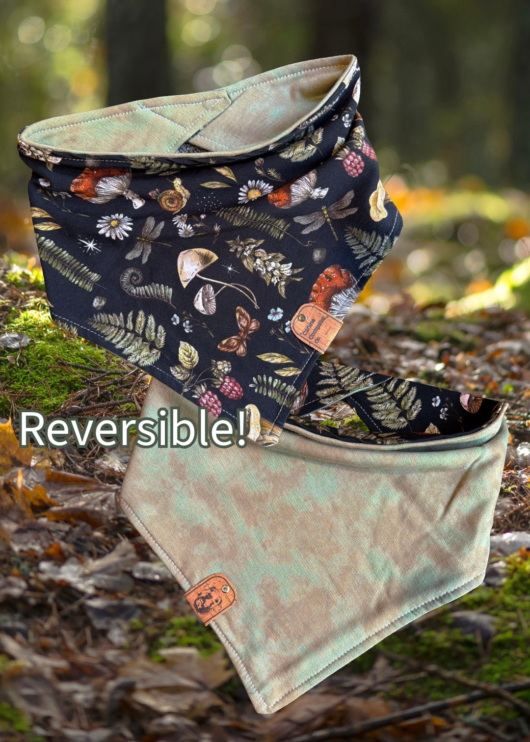 Fern and Fungi - Reversible Dog Bandana - Canine Compass Co - LIMITED SIZES