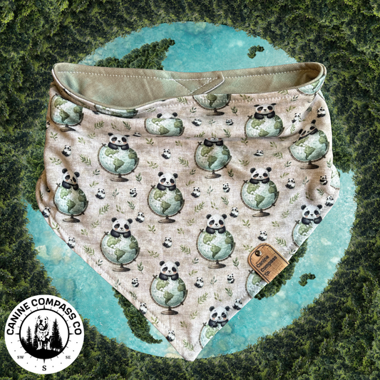 Earth Day Panda  - Reversible Bandana - Canine Compass Co