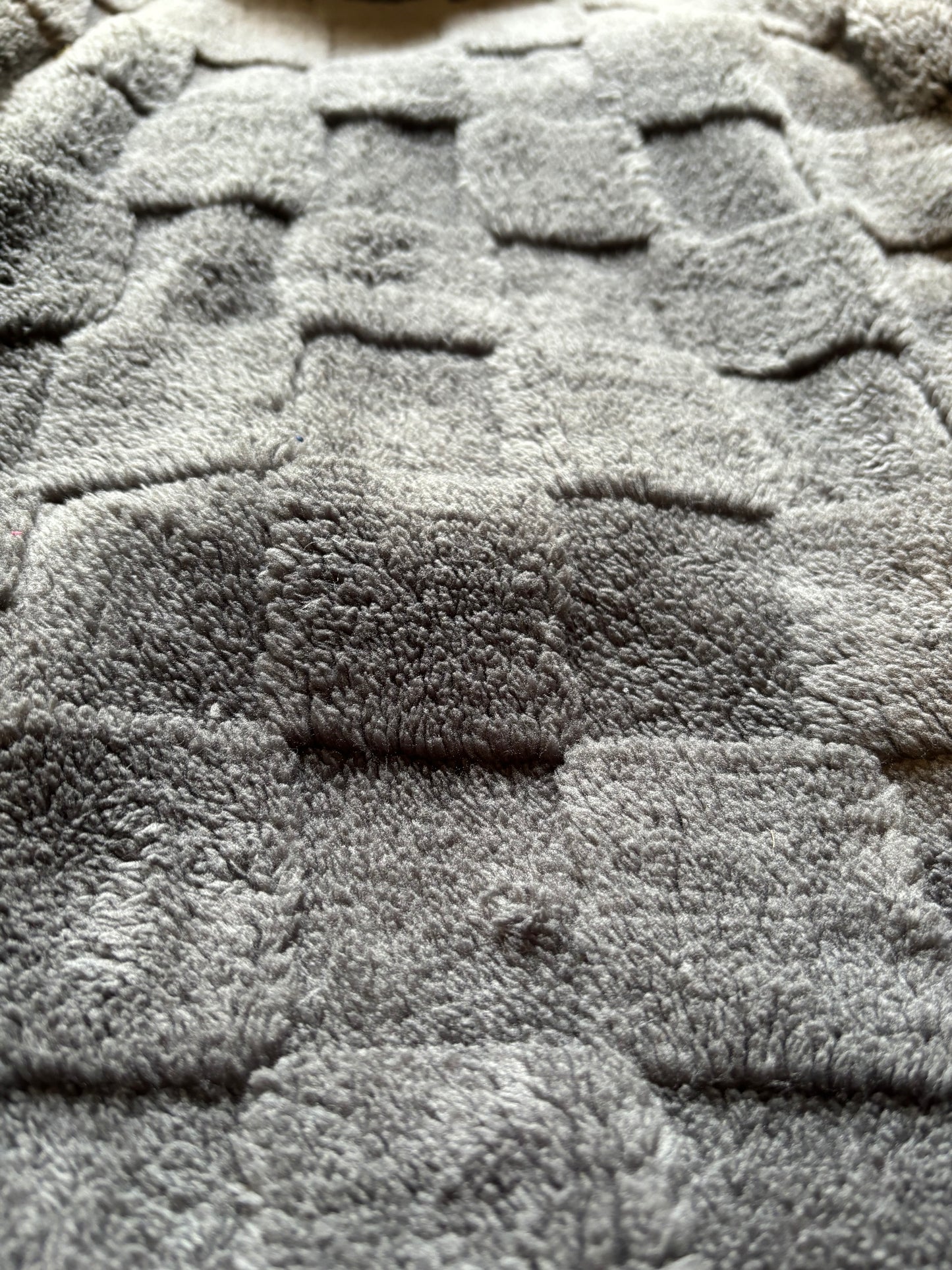 Checkered Floof - Charcoal - Hooded Long Sleeve Fleece
