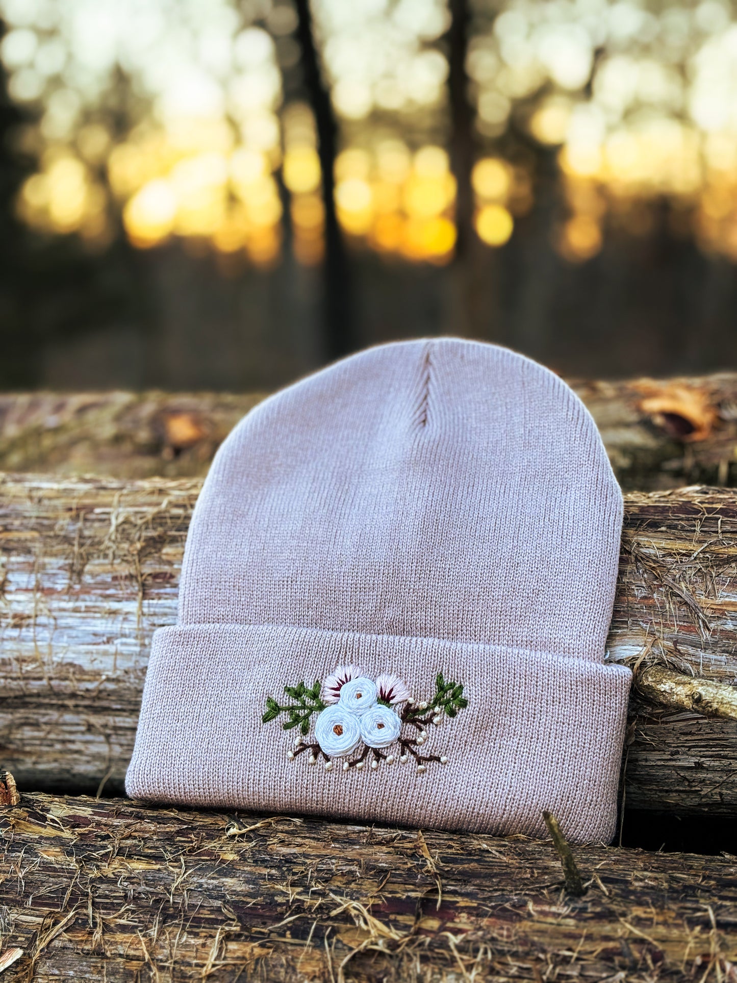 Pretty little peony - Hand Embroidered Hat