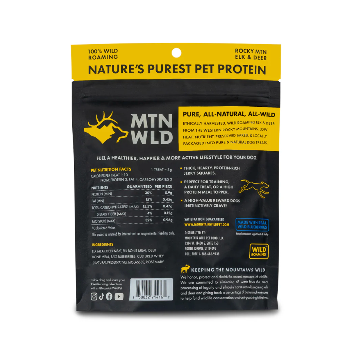 Mountain Wild Pet - Wild Elk and Venison High Country Blueberry Dog Treats