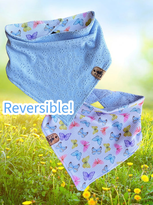 Blue Sky Butterflies - Reversible Dog Bandana