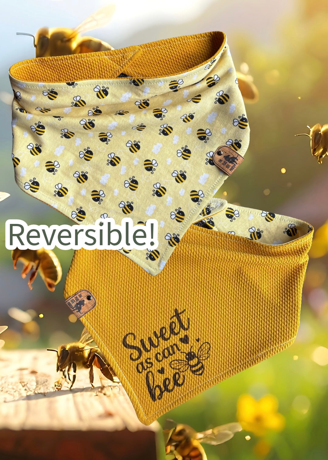 Sweet as can bee - Reversible Dog Bandana